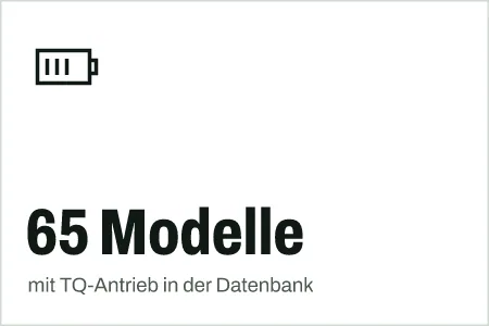 Textgrafik: 65 Modelle, mit TQ-Antrieb in der Datenbank – Technik